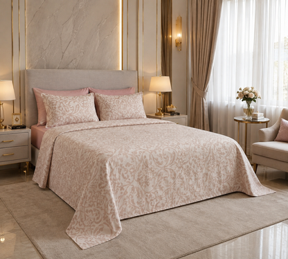 Drap 6 Pièces en Tissu Crêpe Rose | Velvet Home Collection