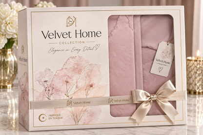 Drap 6 Pièces en Tissu Crêpe Rose | Velvet Home Collection