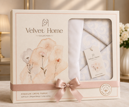 Drap 6 Pièces en Tissu Crêpe Blanc | Velvet Home Collection