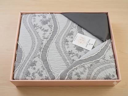 Drap 6 Pièces en Tissu Crêpe Gris | Velvet Home Collection